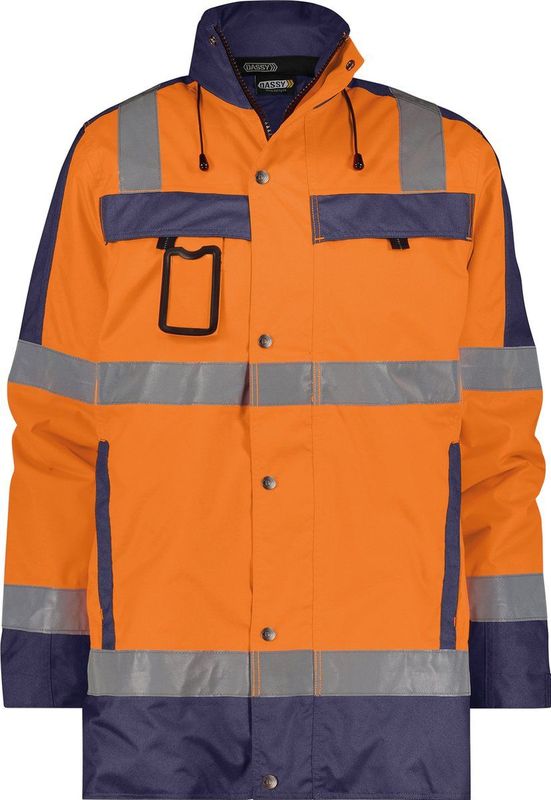 Dassy - Limasol - Hogezichtbaarheidsparka - Fluo-Oranje/Marineblauw