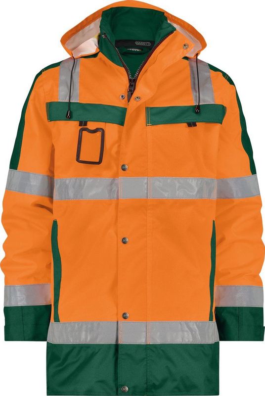 Dassy - Limasol - Hogezichtbaarheidsparka - Fluo-Oranje/Flessengroen