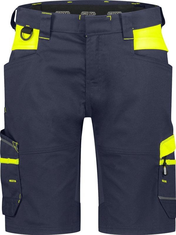Dassy Manilla Women Werkshort met stretch voor dames Nachtblauw/Fluogeel maat 32