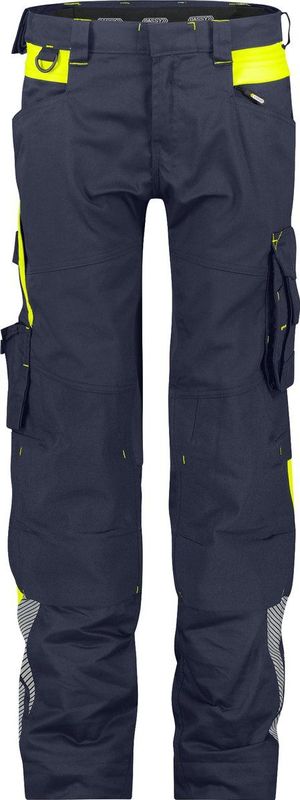 Dassy Canton Women Werkbroek met stretch en kniezakken voor dames Nachtblauw/Fluogeel maat 40