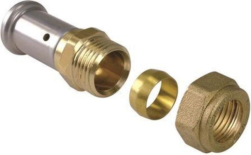 Henco pers koppeling knel messing 22x20mm