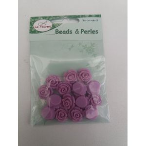 kunststof beads en perles rozen bloem 15mm paars 15 stuks