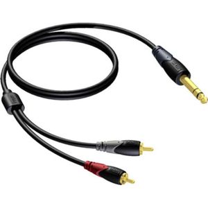 Procab CLA719 6,35mm Jack stereo - Tulp stereo 2RCA kabel - 3 meter
