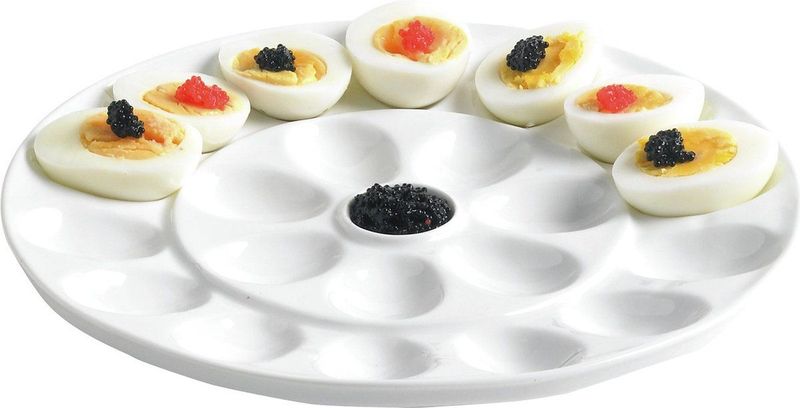 Serveerschaal wit 26 cm - Eieren/hapjes (Porselein, vaatwasmachinebestendig)