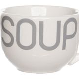 Cosy & Trendy Kommetjes/soepkommen voor dessert/ontbijt - Keramiek - D11 x 8 cm - wit - met oor