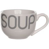 Cosy & Trendy Kommetjes/soepkommen voor dessert/ontbijt - Keramiek - D11 x 8 cm - wit - met oor