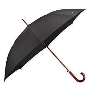 Samsonite Wood Classic S Paraplu voor heren, met automatische opening, 98 cm, Zwart, Stokscherm
