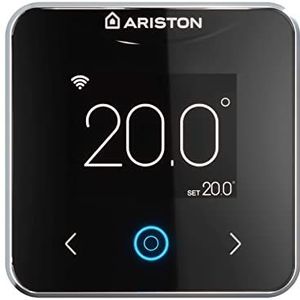 Ariston, Cube S Net Verwarmingsthermostaat, wifi, intelligente afstandsbediening, wifi-thermostaat + spraakbediening, digitale thermostaat voor installatie in Spanje, 19 x 104 x 104 mm, zwart