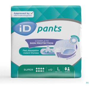 ID - Pants Super - Incontinentiebroekje - Wit - 1 pak van 12 stuks