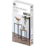 Urban Living Bijzettafel/Plantenstandaard set - 2-delig - Zwart/Bruin - Metaal/Hout