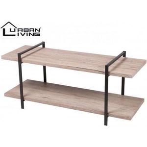 Urban Living - TV meubel - staande TV kast met 2 planken - Industrieel design - MDF Hout - Metalen frame - 120x40x55