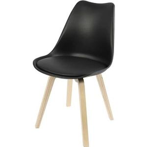 Urban Livingset van 4 eetkamerstoelen met kussen Emy 45x58x82 cm zwart zwart