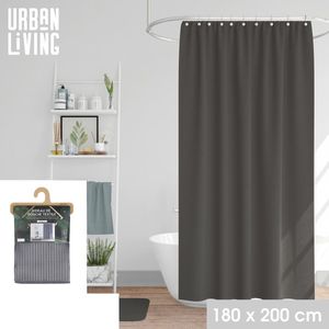 Urban Living Douchegordijn met ringen - donkergrijs - polyester - 180 x 200 cm - Voor bad en douche