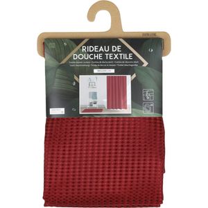 Urban Living Douchegordijn met ringen - donkerrood - polyester - 180 x 200 cm - Voor bad en douche