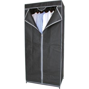 Urban Living Mobiele kledingkast met hang stang - opvouwbaar - grijs - 70 x 45 x 160 cm