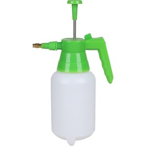 Sunnydays Plantenspuit met hoge druk sproeier - kunststof - 1 liter - wit/groen - Waterverstuiver