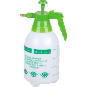 Sunnydays Plantenspuit met hoge druk sproeier - kunststof - 2 liter - wit/groen