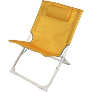Sunnydays Havana camping/strand stoel - aluminium - inklapbaar - geel - L49 x B62 x H61 cm