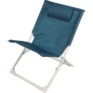 Sunnydays Havana camping/strand stoel - aluminium - inklapbaar - blauw - L49 x B62 x H61 cm