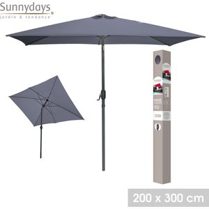 Urban Living SUNNYDAYS parasol, 2 x 3 m, verstelbaar, antraciet, mat, aluminium, walvis, staal, grijs., NORMAL