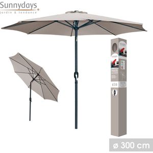 Urban Living SUNNYDAYS parasol diameter 300 cm verstelbare taupe mat aluminium walvis staal, Taupe, Normaal