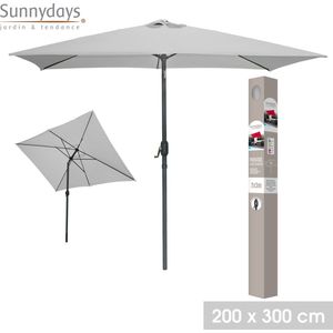 Urban Living SunNYDAYS Parasol, 2 x 3 MTR, kantelbaar, lichtgrijs, mat van aluminium en stalen walvis, Grijs, Normaal