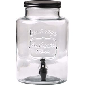 Urban Living Drank dispenser Beverages - 5.3 Liter - met metalen schroefdeksel en kraantje - glas