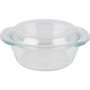 Chef Traiteur Ovenschaal van borosilicaat glas met deksel - rond - 1.5 Liter - 24 x 21 x 10 cm