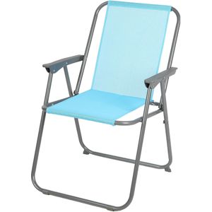 Sunnydays Picnic camping/strand stoel - aluminium - inklapbaar - blauw - L53 x B55 x H75 cm