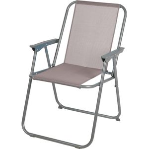 Sunnydays Picnic camping/strand stoel - aluminium - inklapbaar - beige - L53 x B55 x H75 cm