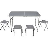 Sunnydays camping tafel/krukjes - opvouwbaar - grijs - L120 x B60 x H67 cm - Bijzettafels