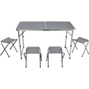 Sunnydays camping tafel/krukjes - opvouwbaar - grijs - L120 x B60 x H67 cm - Bijzettafels