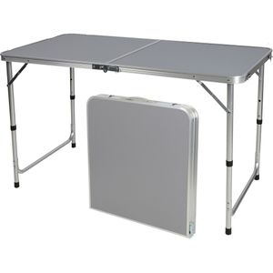 Sunnydays camping tafel - aluminium - opvouwbaar - grijs - L120 x B60 x H67 cm - Bijzettafels