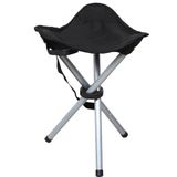 Sunnydays Driepoot opvouwbaar zit krukje - zwart - metaal - 32 x 43 cm - Campingstoel - Visserskrukje
