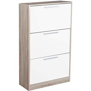 Urban Living ""JOYA"" schoenenrek met 3 laden met effectdeuren, walnoot, 63 x 24 x 117 cm