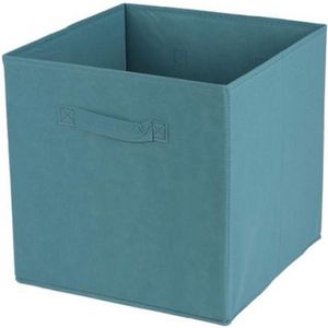 Urban Living Opbergmand/kastmand Square Box - karton/kunststof - 29 liter - petrol blauw - 31 x 31 x 31 cm - Vakkenkast manden