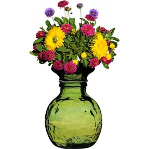 Natural Living - Lourdes - Bloemenvaas - Groen Transparant - Gerecycled Glas