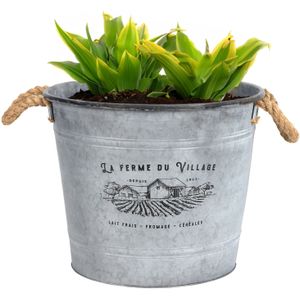 Plantenpot/bloempot emmer voor buiten - zink - zilver - D38 x H31 cm