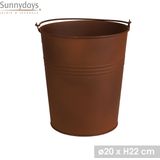 Sunnydays Emmer/plantenpot/bloempot - zink - roestbruin - D20 x H22cm