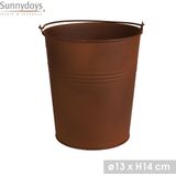 Sunnydays Emmer/plantenpot/bloempot - zink - roestbruin - D13 x H14 cm