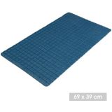 Urban Living Badkamer/douche anti slip mat - rubber - voor op de vloer - donkerblauw - 39 x 69 cm