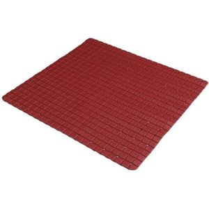 Badkamer/douche anti slip mat - rubber - voor op de vloer - donkerrood - 55 x 55 cm - Badmatjes
