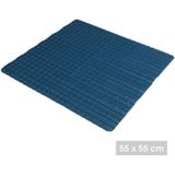 Urban Living Badkamer/douche anti slip mat - rubber - voor op de vloer - donkerblauw - 55 x 55 cm