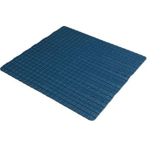 Urban Living Badkamer/douche anti slip mat - rubber - voor op de vloer - donkerblauw - 55 x 55 cm