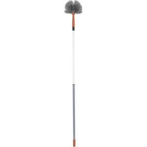 Urban Living Schoonmaak/Afstoffen Ragebol telescoopsteel - uitschuifbaar tot 140 cm - grijs/oranje