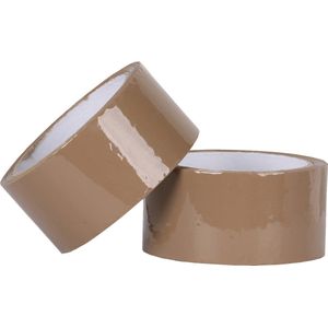 Verpakkingstape - bruin - 2x - 48mm x 50m - verpakkingsbenodigdheden voor kantoor/thuis
