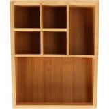 Bambou & Co Make-up/badkamer/kantoor sorteer organizer - 6-vaks bakje - 21 x 16 cm - bamboe hout - lichtbruin