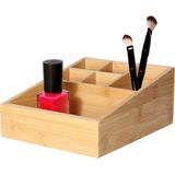 Bambou & Co Make-up/badkamer/kantoor sorteer organizer - 6-vaks bakje - 21 x 16 cm - bamboe hout - lichtbruin