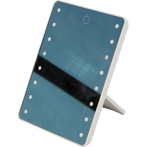 Make-up spiegel Vegas - met LED lampjes - kunststof - 17 x 22 cm - wit - enkelzijdig