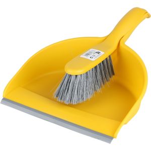 Urban Living Stoffer en blik set - geel - zachte borstel - kunststof - 32 x 22 cm
